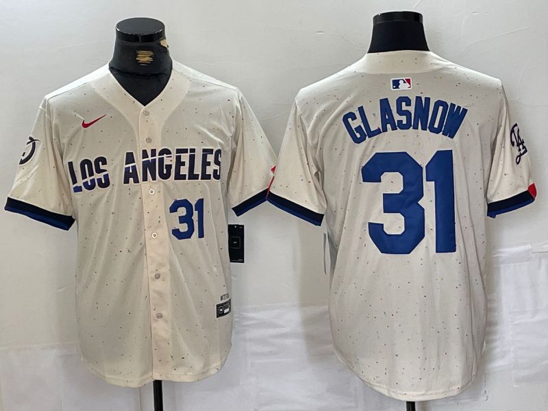 Men Los Angeles Dodgers #31 Glasnow Cream Fashion Nike Game MLB Jersey style 2->los angeles dodgers->MLB Jersey